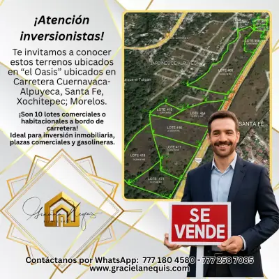 Lotes comerciales “el oasis” ubicados en santa fe, morelo