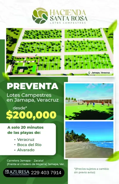 Preventa lotes campestres. Jamapa Veracruz, hacienda santa r