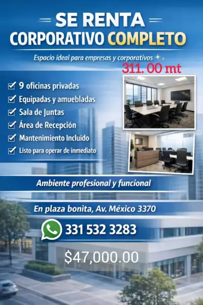 Se renta corporativo completo amueblado