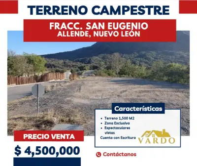 Terreno campestre (fracc. San eugenio) Allende, n.L