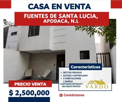 Casa en venta - fuentes de santa lucia. Apodaca, n.L
