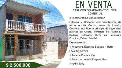 Casa de 3 habitaciones con departamento adicional y local co