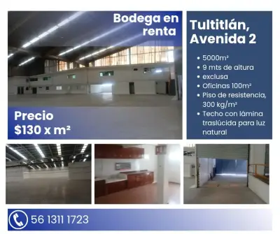 Amplia bodega en renta ubicada en tultitlán
