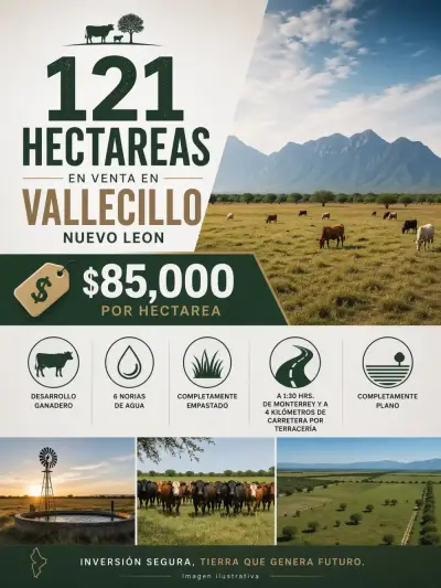 Rancho en venta - 121 hectáreas (Vallecillo, n.L)