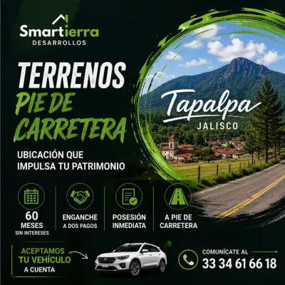 Terrenos en venta en Tapalpa a pie de carretera con financia