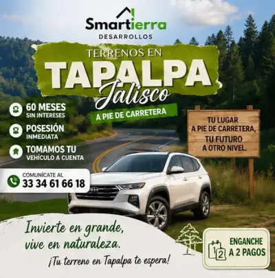 Terrenos a pie de carretera en Tapalpa