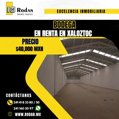 Bodega en renta en xaloztoc