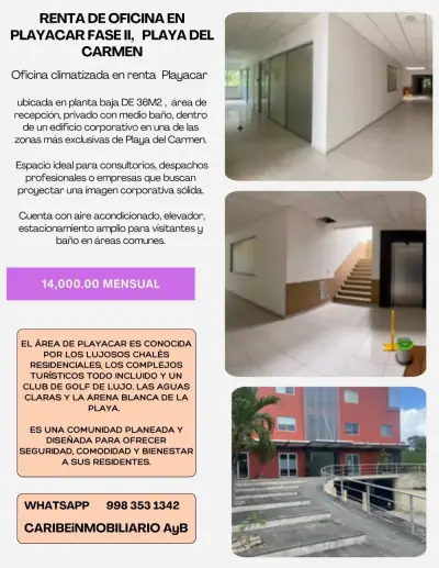 Oficina en renta, playacar, playa del Carmen