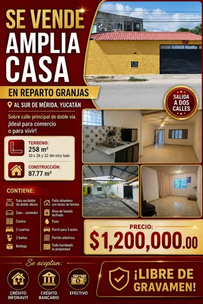 Venta de casa en rearto granjas merida Yucatan
