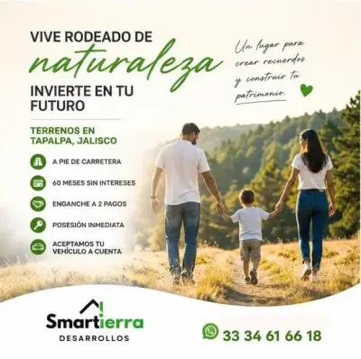 Enganche bajo y pagos sin intereses, terrenos en Tapalpa jal