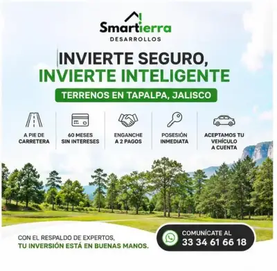 Invierte hoy con pagos accesibles terrenos en Tapalpa jalisc