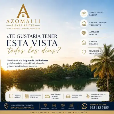 Se vende casa a orilla laguna de las ilusiones