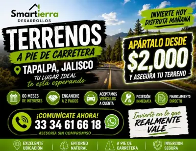 Terrenos en Tapalpa Jalisco cerca de la naturaleza y la tran