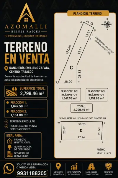 Se vende terreno ranch. Emiliano Zapata