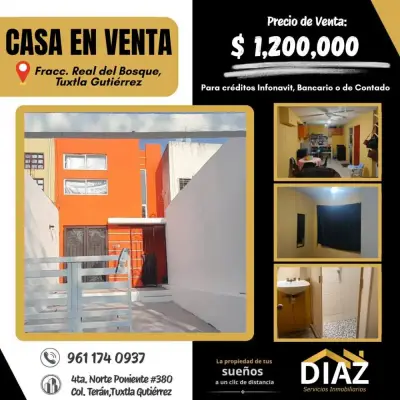 Casa en venta frac. Real del bosque, tuxtla gtz, Chiapas