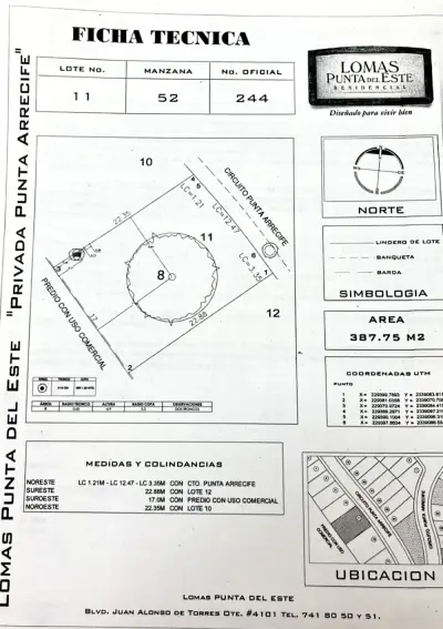 Terreno venta punta arrecife lomas punta del este 387.75 m2