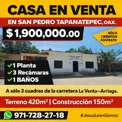 Casa en venta en San Pedro Tapanatepec oax. | sólo fovissste