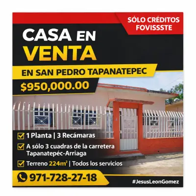 Casa en venta en San Pedro Tapanatepec Oaxaca | fovissste