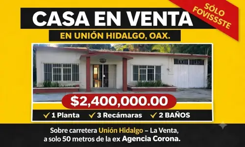 Casa en venta en unión Hidalgo, Oaxaca | acepto fovissste