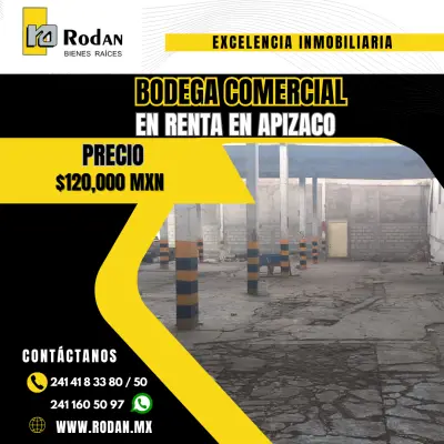 Bodega en renta en Apizaco, por cajeros banorte