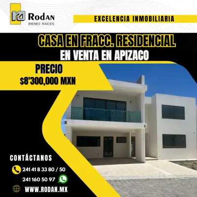 Casa en fracc. Residencial y privado en venta en Apizaco