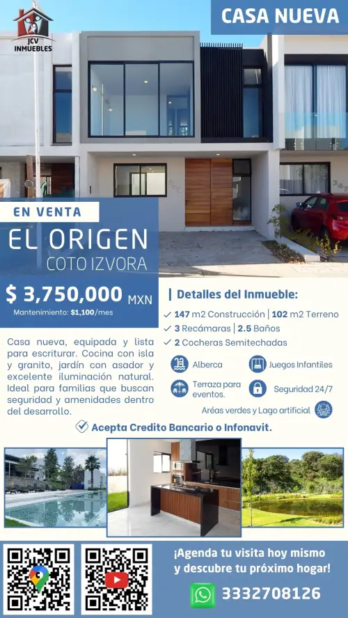 Estupenda casa nueva en el origen coto izvora, tlajomulco.