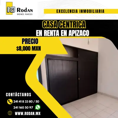 Casa en renta en el Centro de Apizaco, por la maquinita