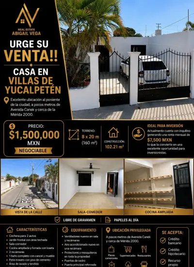 Venta decasa ne villasdeyucalpeten merida Yucatan