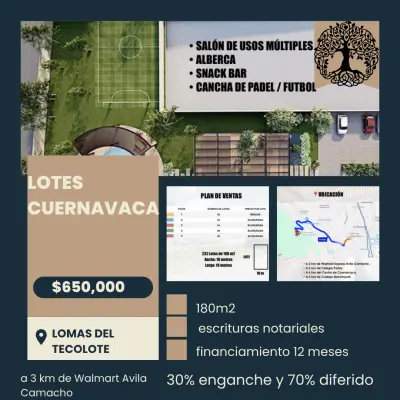 Terrenos a 6 km de Centro de Cuernavaca