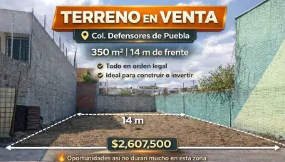 Terreno 335m2 col. Defensores de Puebla Morelia