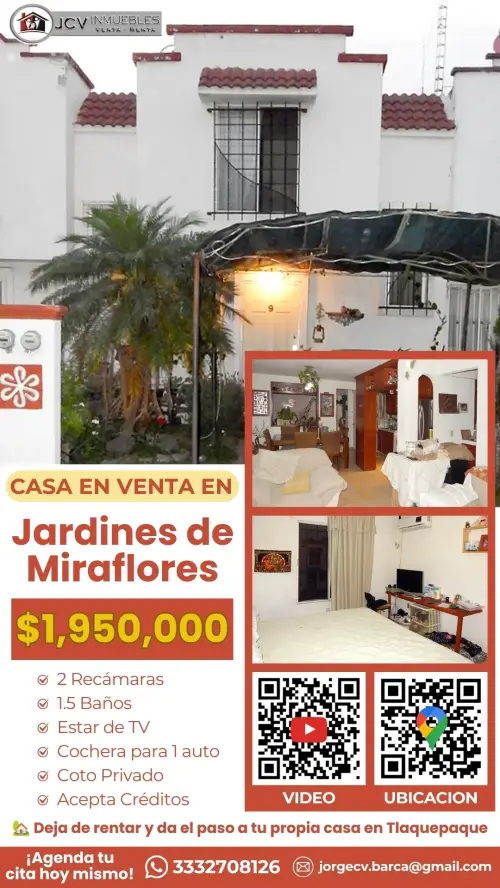 Casa en venta en jardines de miraflores, Tlaquepaque. 77 mts