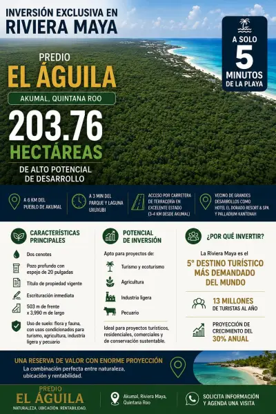 Terreno akumal de 203.76 hectáreas en venta