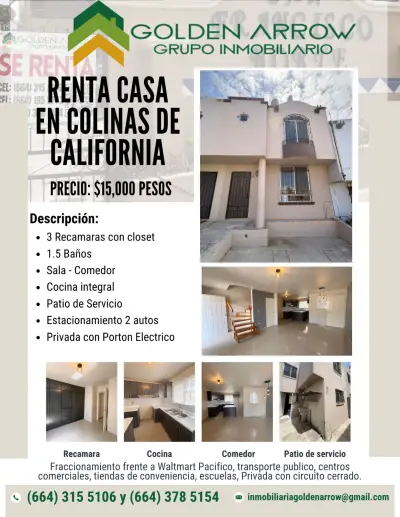 Renta casa colinas de califronia en privada san rafael