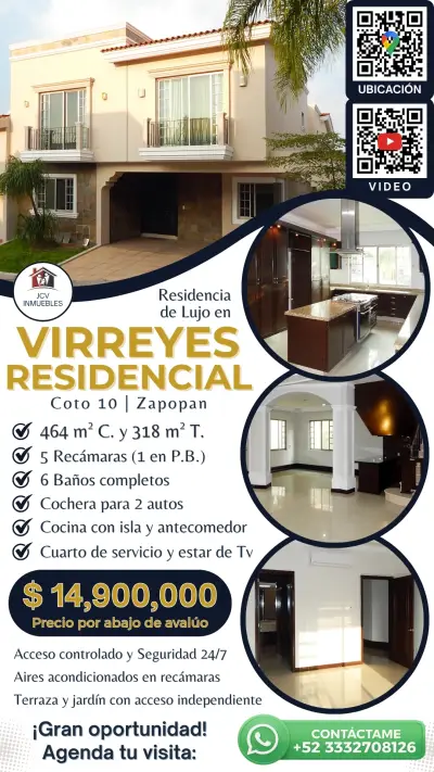 Casa en virreyes residencial - coto 10, Zapopan. 464 mts