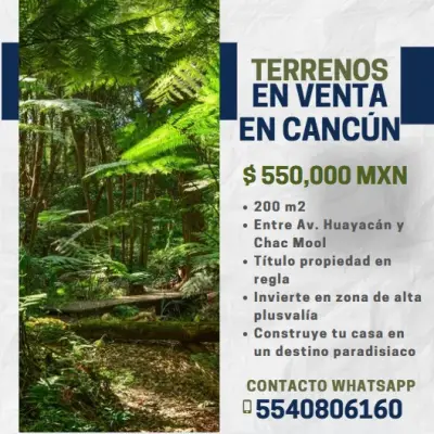 Terreno en venta en cancún