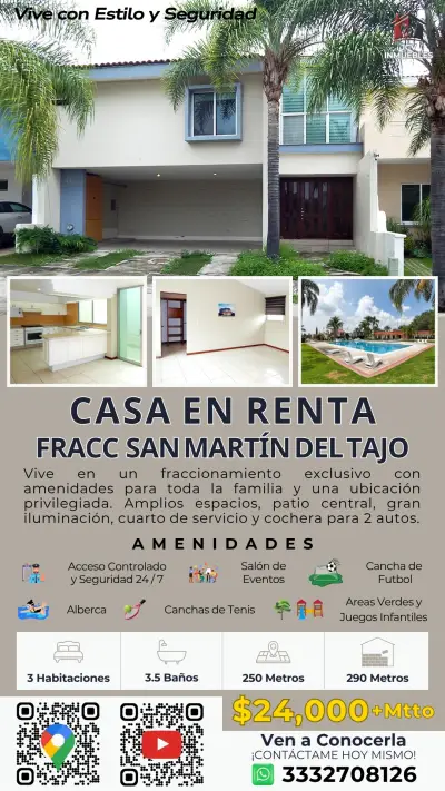 🏡 casa en renta en san martín del tajo | 3 recámaras
