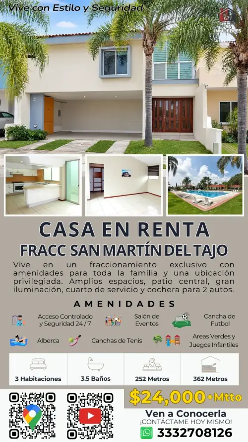 🏡 casa en renta en san martín del tajo | 3 recámaras