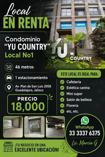 Local en renta condominio yu country