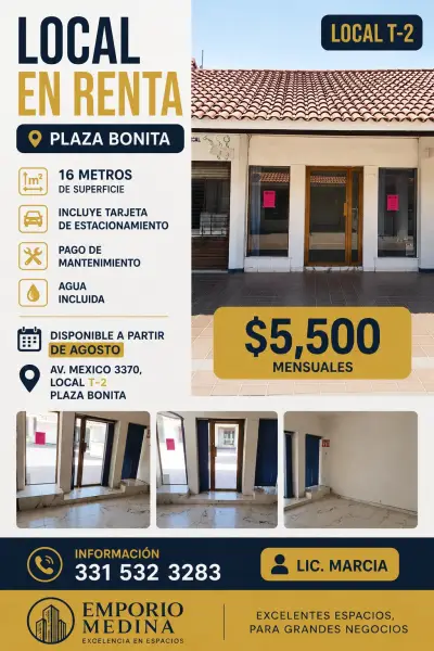 Local en renta en plaza bonita!