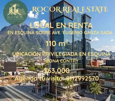 Local comercial en renta, esquina sobre ave. E. Garza sada
