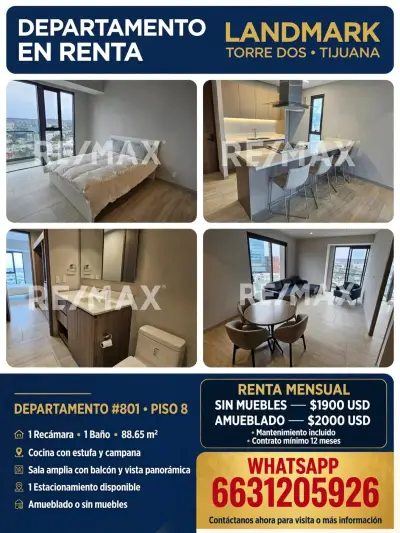 Renta departamento landmark torre 2