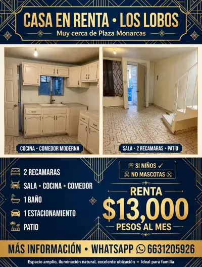 Casa en renta los lobos muy cerca de plaza monarcas