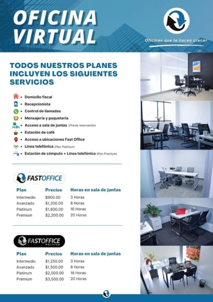 Renta de Oficina Virtual en Col. Reforma, Puebla, puebla.