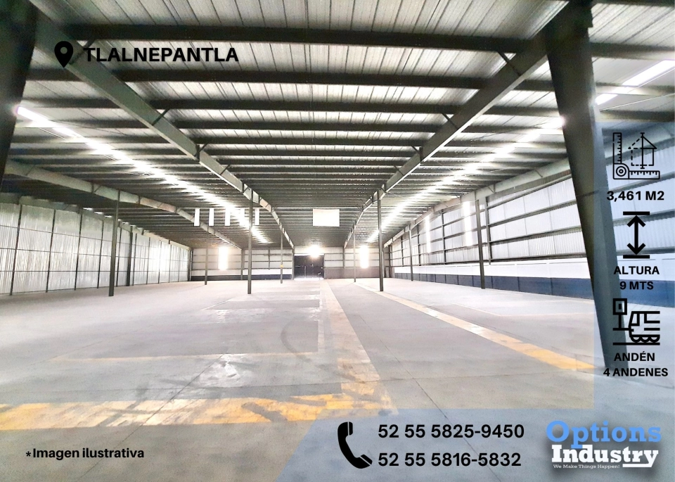 Renta en Tlalnepantla de bodega industrial 