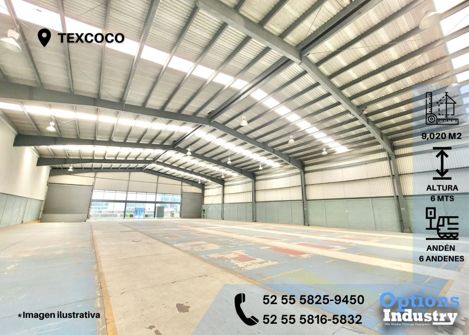 Oportunidad de alquiler en Texcoco de nave industrial 