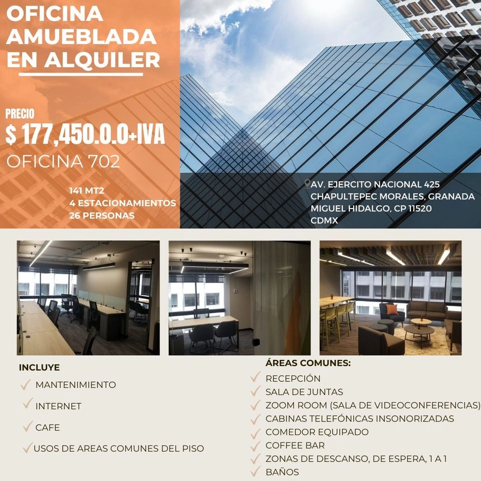 OFICINA EJECUTIVA DE PRESTIGIO EN POLANCO 141 MT2,$177,450+