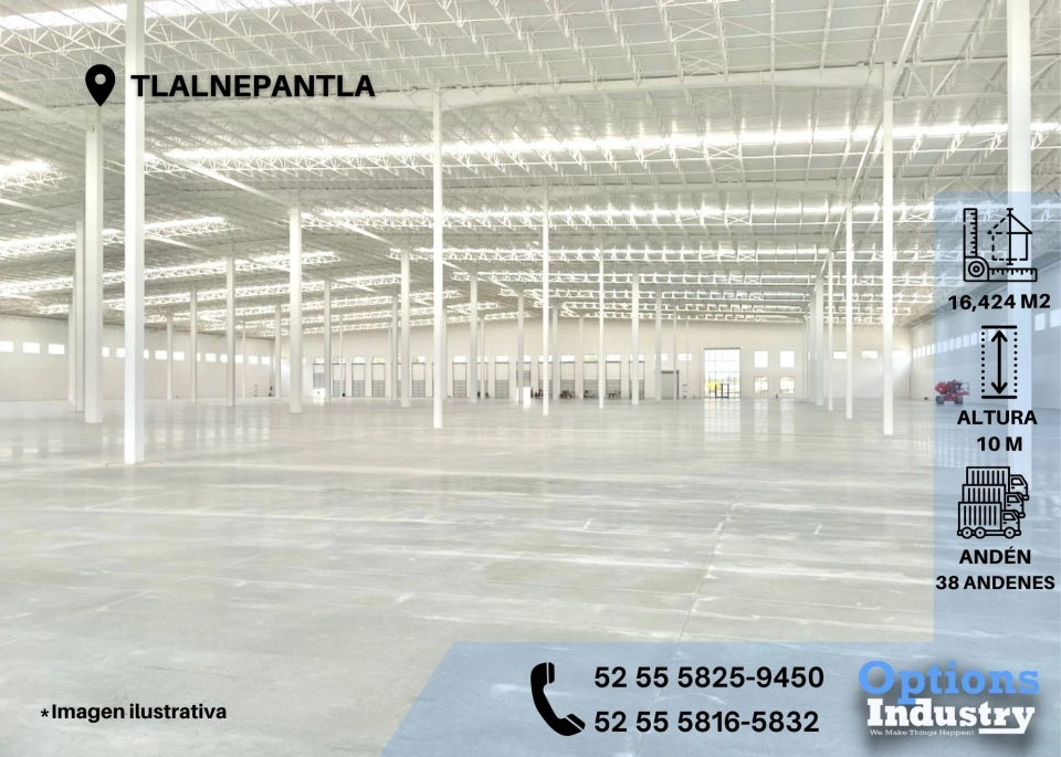 Disponibilidad inmediata de nave industrial en Tlalnepantla 