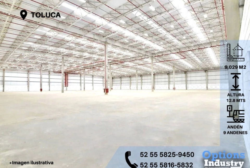 Oportunidad de renta de nave industrial en Toluca