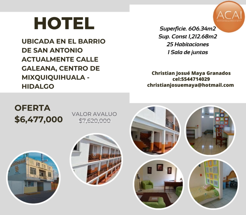 venta de hotel en Mixquiahuala de Juárez