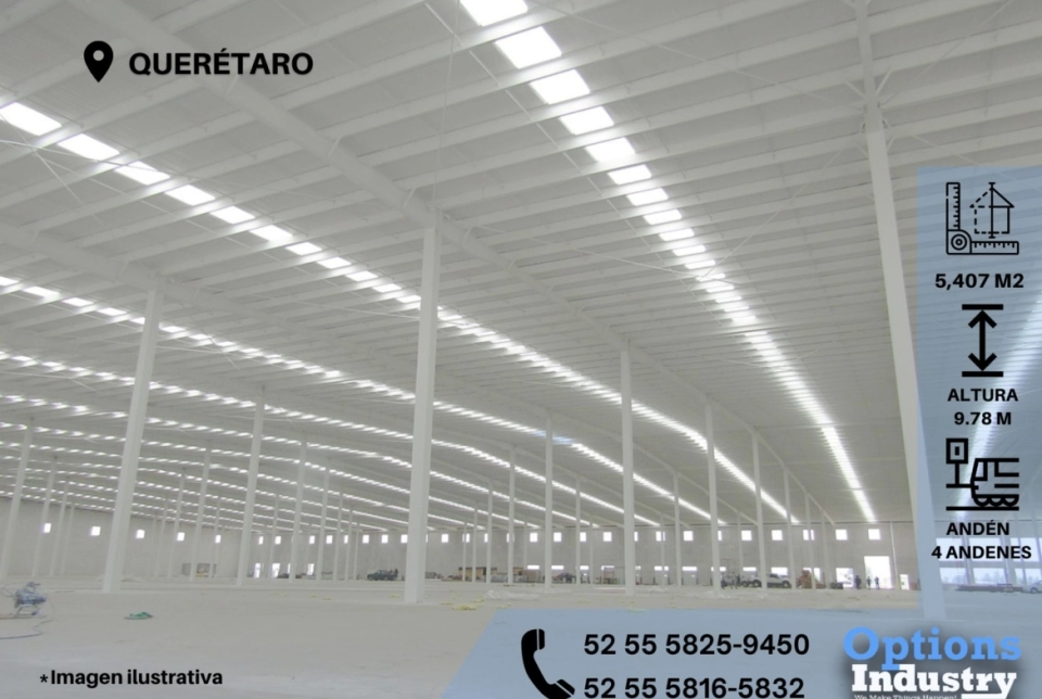 Renta ahora nave industrial en Querétaro